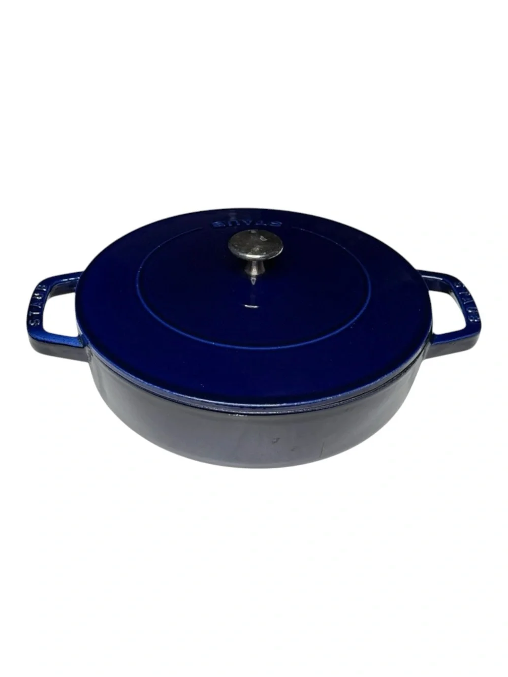 Staub 𖦹 Enameled Cast Iron Braiser with Enamel Lid 𖦹 Glossy Sapphire 𖦹 2L 3.5Q 𖦹